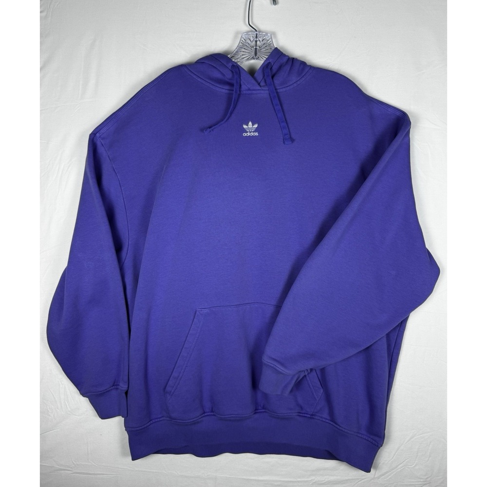 Adidas Originals Hoodie Mens Large Purple Pullover Fleece Logo Kangaroo Pocket